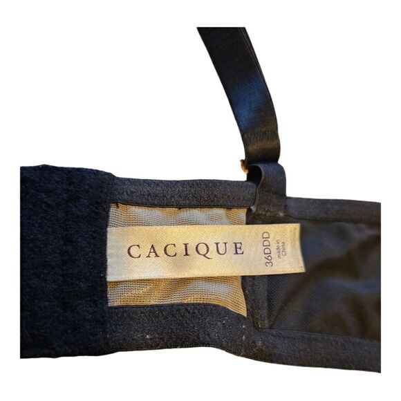 CACIQUE Delicate Lace with Cutouts Unlined Demi Bra - Size 36DDD - Picture 10 of 11